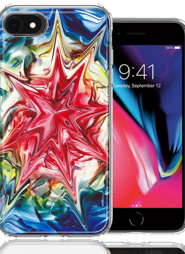 Apple iPhone 7/8/SE Tie Dye Abstract Design Double Layer Phone Case Cover