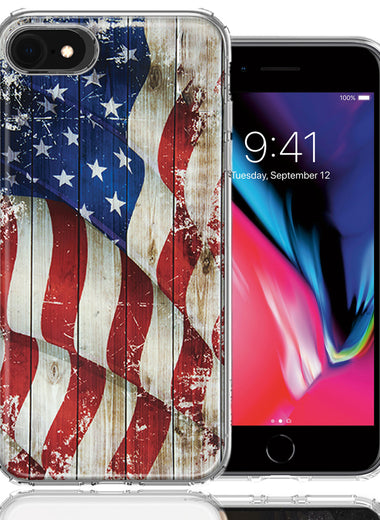 Apple iPhone 7/8/SE Vintage American Flag Design Double Layer Phone Case Cover