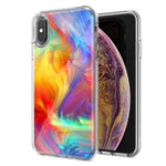 Apple iPhone XR Feather Paint Design Double Layer Phone Case Cover