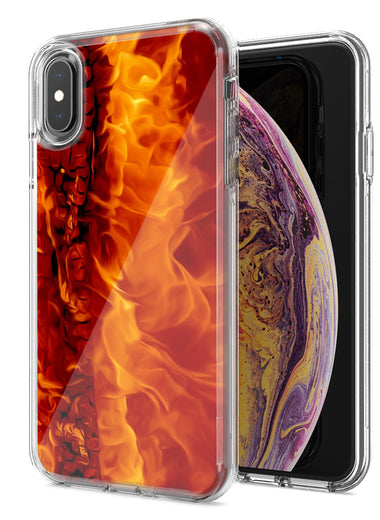 Apple iPhone XR Fire Design Double Layer Phone Case Cover