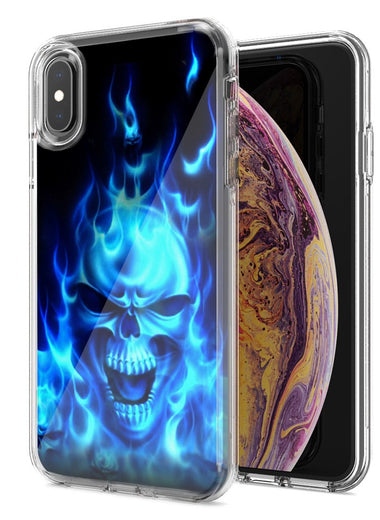 Apple iPhone XR Flaming Skull Design Double Layer Phone Case Cover