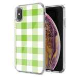 Apple iPhone XR Green Plaid Design Double Layer Phone Case Cover