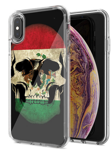 Apple iPhone XR Mexico Flag Skull Design Double Layer Phone Case Cover