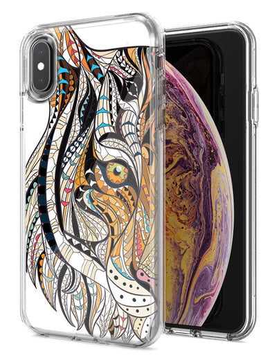 Apple iPhone XR Mosaic Tiger Face Design Double Layer Phone Case Cover