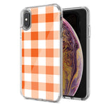 Apple iPhone XR Orange Plaid Design Double Layer Phone Case Cover