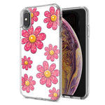 Apple iPhone XR Pink Daisy Flower Design Double Layer Phone Case Cover