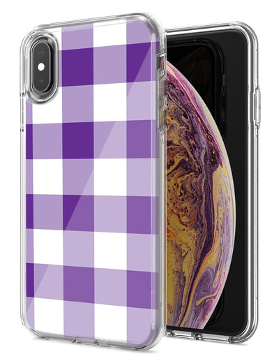 Apple iPhone XR Purple Plaid Design Double Layer Phone Case Cover