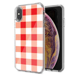 Apple iPhone XR Red Plaid Design Double Layer Phone Case Cover