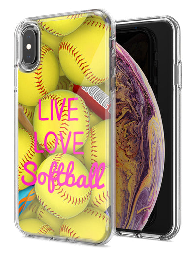 Apple iPhone XR Love Softball Design Double Layer Phone Case Cover