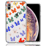 Apple iPhone XS/X Colorful Butterflies Design Double Layer Phone Case Cover