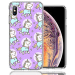 Apple iPhone XS Max Cute Unicorns Purple Design Double Layer Phone Case Cover