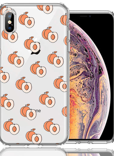Apple iPhone XS/X Polka Dot Peaches Design Double Layer Phone Case Cover