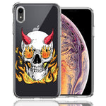 Apple iPhone XR Flamming Devil Skull Design Double Layer Phone Case Cover