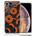 Apple iPhone XR Orange Chrysanthemum Flowers Design Double Layer Phone Case Cover