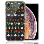 Apple iPhone XR Classic Christmas Polka Dots Santa Snowman Reindeer Candy Cane Design Double Layer Phone Case Cover