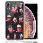 Apple iPhone XR Coffee Lover Valentine's Hearts Pink Drink Latte Double Layer Phone Case Cover