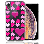 Apple iPhone XR Pink Purple Origami Valentine's Day Polkadot Hearts Design Double Layer Phone Case Cover