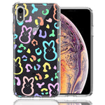 Apple iPhone XR Leopard Easter Bunny Candy Colorful Rainbow Double Layer Phone Case Cover