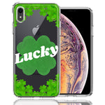 Apple iPhone XR Lucky St Patrick's Day Shamrock Green Clovers Double Layer Phone Case Cover