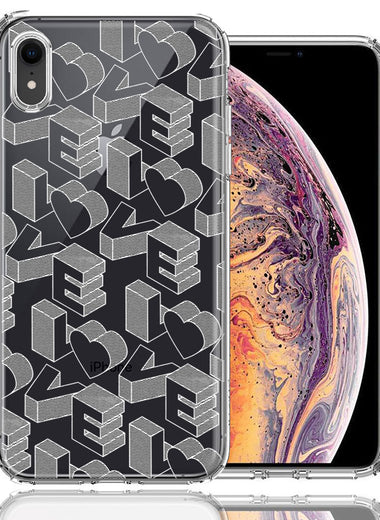 Apple iPhone XR 3D Love Letters Hearts Valentine's Day Double Layer Phone Case Cover