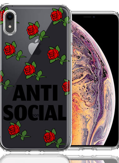 Apple iPhone XR Anti Social Roses Design Double Layer Phone Case Cover