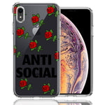 Apple iPhone XR Anti Social Roses Design Double Layer Phone Case Cover