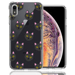 Apple iPhone XR Black Cat Polkadots Design Double Layer Phone Case Cover