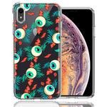 Apple iPhone XR Halloween Creepy Tropical Eyeballs Design Double Layer Phone Case Cover