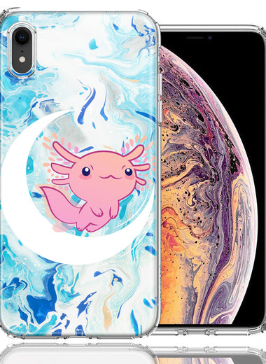 Apple iPhone XR Pink Axolotl Moon Mable Design Double Layer Phone Case Cover