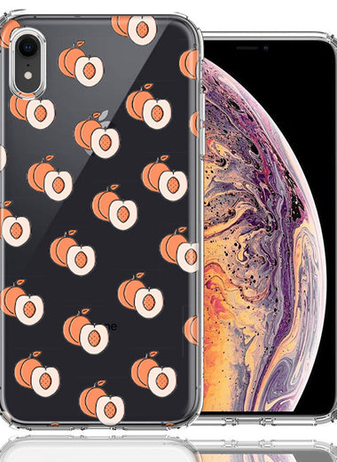 Apple iPhone XR Polka Dot Peaches Design Double Layer Phone Case Cover