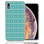 Apple iPhone XR Teal Christmas Reindeer Pattern Design Double Layer Phone Case Cover