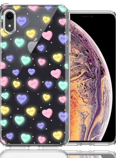 Apple iPhone XR Valentine's Day Heart Candies Polkadots Design Double Layer Phone Case Cover