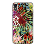 Apple iPhone XR Leopard Tropical Flowers Vacation Dreams Hibiscus Floral Hybrid Protective Phone Case Cover