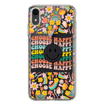 Apple iPhone XR Choose Happy Smiley Face Retro Vintage Groovy 70s Style Hybrid Protective Phone Case Cover