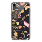 Apple iPhone XR Peach Meadow Wildflowers Butterflies Bees Watercolor Floral Hybrid Protective Phone Case Cover
