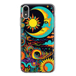 Apple iPhone XR Neon Rainbow Psychedelic Indie Hippie Indie Moon Hybrid Protective Phone Case Cover