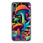 Apple iPhone XR Neon Rainbow Psychedelic Indie Hippie Mushrooms Hybrid Protective Phone Case Cover