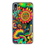 Apple iPhone XR Neon Rainbow Psychedelic Indie Hippie Sunflowers Hybrid Protective Phone Case Cover