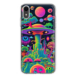 Apple iPhone XR Neon Rainbow Psychedelic UFO Alien Planet Hybrid Protective Phone Case Cover