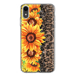 Apple iPhone XR Yellow Summer Sunflowers Brown Leopard Honeycomb Hybrid Protective Phone Case Cover