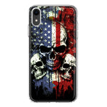 Apple iPhone XR American USA Flag Skulls Blue Red Double Layer Phone Case Cover