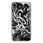 Apple iPhone XR Black White Urban Graffiti Hybrid Protective Phone Case Cover