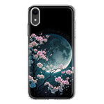 Apple iPhone XR Kawaii Manga Pink Cherry Blossom Full Moon Hybrid Protective Phone Case Cover