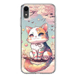 Apple iPhone XR Kawaii Manga Pink Cherry Blossom Cute Cat Hybrid Protective Phone Case Cover