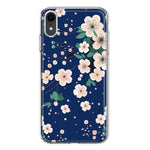 Apple iPhone XR Kawaii Japanese Pink Cherry Blossom Navy Blue Hybrid Protective Phone Case Cover