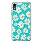 Apple iPhone XR Turquoise Teal White Daisies Cute Daisy Polka Dots Double Layer Phone Case Cover