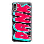 Apple iPhone XR Teal Pink Clear Funny Text Quote Dank Hybrid Protective Phone Case Cover