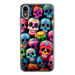 Apple iPhone XR Halloween Spooky Colorful Day of the Dead Skulls Hybrid Protective Phone Case Cover