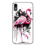 Apple iPhone XR Pink Flamingo Painting Graffiti Hybrid Protective Phone Case Cover