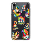 Apple iPhone XR Colorful Neon Glow Rainbow Gnomes Painting Hybrid Protective Phone Case Cover